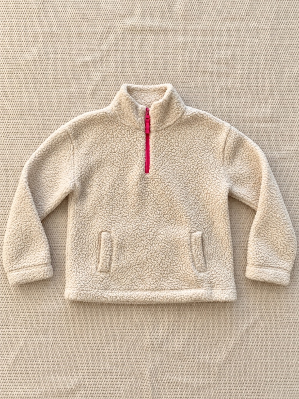 Gap Kids Cream Sherpa Quarter Zip Pink Zipper L 10